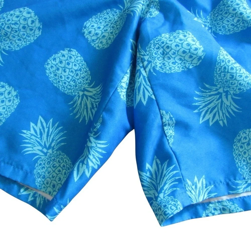 Old Navy Pineapple Swim Trunks Medum Blue Liner Tropical Beach Pool Summersalt